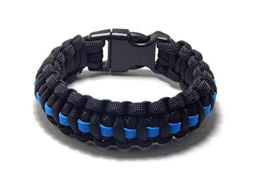 Paracord Survival Bracelet Black Thin Blue Line Police — view 2
