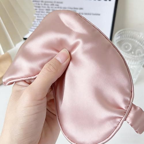 Sleep Mask 100% Mulberry Silk Eye Mask, Blinder for Total Blackout & Zero Pressure,Eye Mask for Sleeping with Travel Pouch & 2 Ear Plugs for Side Sleepers, Men & Women(Pink) — view 3