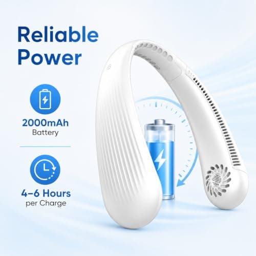 Umbrean Neck Fan Personal Cooling Fan 2000mAh White — view 5