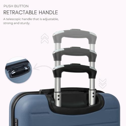 Rocklands® Lightweight 4 Wheel Hard Shell Luggage Suitcase Ryanair Cabin Carry on Travel Bag 55x40x20 (Ice Blue) — view 4