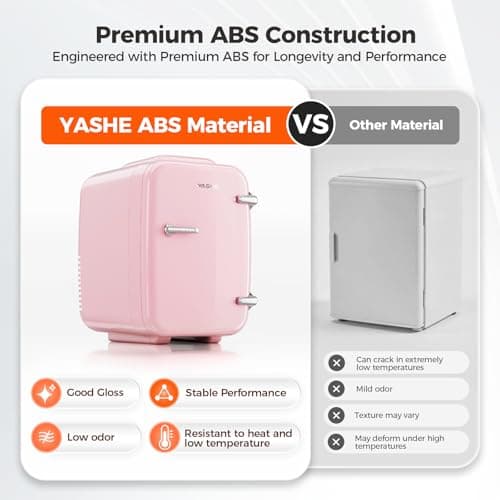 YASHE Mini Fridge, 4 Liter/6 Cans Portable Cooler and Warmer, AC/DC Power Small Fridge, Quiet Desk Skincare Fridge for Beauty Drinks Medicine, Mini Fridge for Bedrooms Office Dorm Car Travel, Pink — view 5