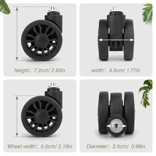 Vivikivi 2 Pcs Suitcase Wheels Replacement 55mm Luggage Wheels, LN-3 — view 2