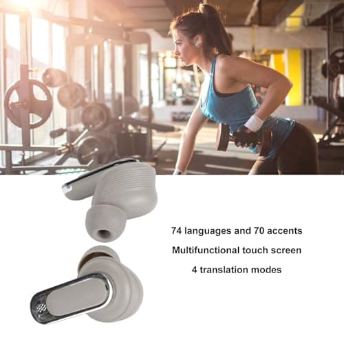 Language Translator Earbuds, Bluetooth 5.3 Translation Device with 120 Hours Standby Time, 4 Modes, 74 Languages 70 Accents Online Voice Translator for Travel (Champagne Gold) — view 3