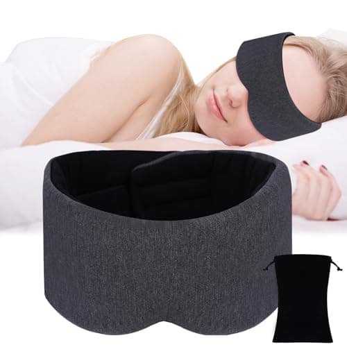 ACWOO Cotton Sleep Mask, Light-Blackout Sleeping Mask with Storage Pouch, Super Soft and Comfortable Eye Blinder, Sleeping Aid Eye Mask for Women & Men, Nap, Travel, Gifts, Meditation, Shift Work