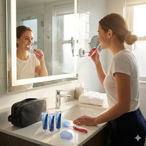 Small Travel Size Toothpaste Colgatee Mini Max Fresh 20ml x3 with Travel Foldable Toothbrush x1 Includes Silicone Toothbrush Cap Cover — view 3