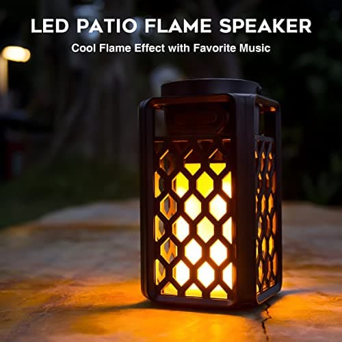 Outdoor Bluetooth Speaker with Flame Atmosphere, Waterproof Wireless Speaker, Camping Patio Accessories, 10W Stereo Sound, Gifts for Men, Women, Dad(2 Pack) — view 2