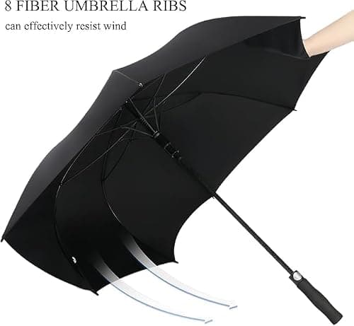 Gadgetking Large Golf Umbrella Windproof Wind Canopy Sports Manual Black Mens Women Ladies Gents Wedding Funeral Event Strong Stick Travel Automatic Auto — view 5