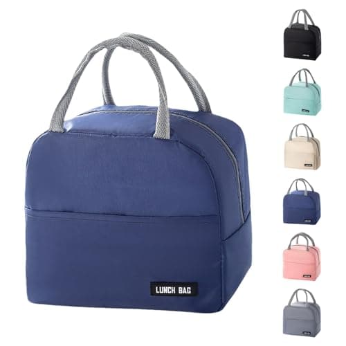 SUOXU Insulated Lunch Bag for Men Women Kids Cool Bag- Reusable Thermal Food Bag with Leak-Proof Liner, Cooler Tote for Work, School, Picnic & Travel (Navy blue-5L)