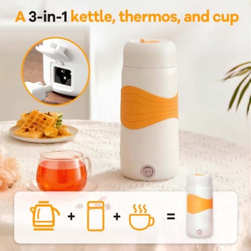 Portable Electric Kettle 304 Stainless Steel BPA-Free 300ml, Yellow — view 2