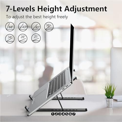 Tonmom Laptop Stand for Desk, Adjustable Laptop Riser-Black — view 3