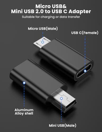 TFAK 10Pack 480 Mbps Micro USB to USB C Adapter & Mini USB to USB C Adapter — view 2