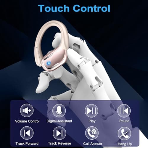 Wireless Earbuds, Ltinist Bluetooth 5.3 Headphones, Wireless Earphones 75H Playtime and HiFi Stereo Sound with Mic, Dual LED Display, IP7 Waterproof in Ear EarHooks, USB-C, Headsets for Sport, Running — view 6