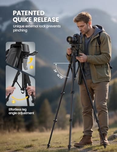 Lamicall 67inch Camera Tripod, [Rapid Leg Deployment] Camera Stand — view 3