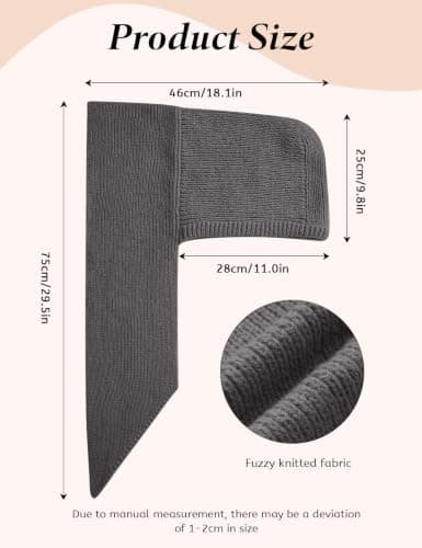 Vijamiy Knitted Hooded Scarf for Women 2-in-1 with Elastic Fit, Dark Grey — view 5