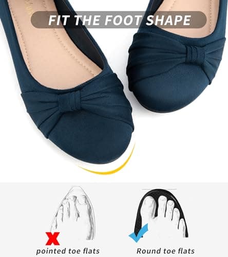 MaxMuxun Women Pregnant Walking Casual Dolly Shoes Slip-on Bow-tie Ballet Ballerina Pumps After Party Navy Flats Size 6 UK / 39 EU — view 6