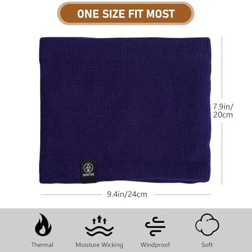 Fjquamitix Neck Warmer for Men Women Thick Fleece Thermal Snood for Men Winter Neck Gaiter Knitted Circle Scarf for Outdoor Sports Cycling Skiing Motorcycle (Navy Blue) — view 6