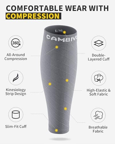CAMBIVO Calf Compression Sleeves for Men & Women, 2 Pairs — view 2