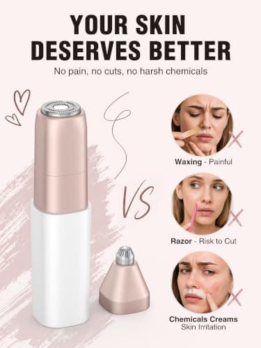 Eyebrow Trimmer Facial Hair Removal for Women – 2 in 1 Rechargeable Face Shaver & Eyebrow Razor, Painless, IPX6 Waterproof, Travel Size for Peach Fuzz, Fine Hairs, Upper Lip & Chin — view 4