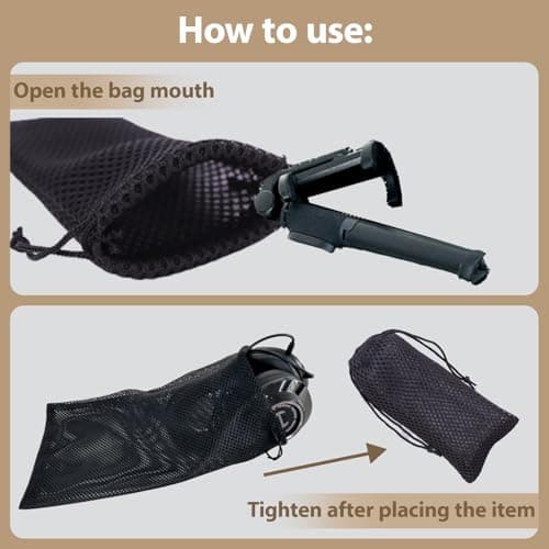 Lunpoem 3PCS Storage Bag Drawstring Carrying Case Cover Holder Protective Lightweight Travel Storage Case Breathable Carrying Cover for Mobile Devices Accessories Cables Power Bank and More — view 4