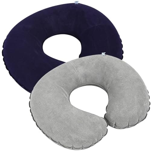 2Pcs Inflatable Travel Pillow,Inflatable Airplane Neck Pillow Blow up Pillows Portable Compact Small U Shape Headrest for Airplane Train Car Office Travel Essential Flight Pillows for a Long Hauls