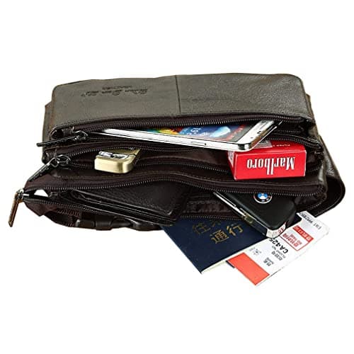 Leather Fanny Pack Waist Bag for Men Women Outdoor Travel Hunting Hiking Camping Hip Bum Belt Cell Phone Purse Wallet Pouch Black — view 6
