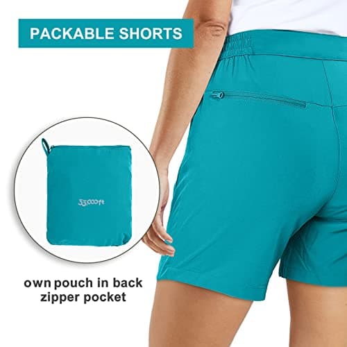 33,000ft Women's Hiking Shorts Quick Dry 5" Cargo Shorts Stretch Lightweight Summer UPF50+ Pants for Golf, Camping, Traveling, Running Blue-Green 16 — view 3
