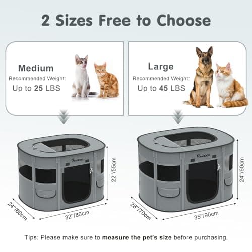 Pawaboo Portable Dog Playpen, 600D Oxford Pet Tent, Charcoal Gray — view 2