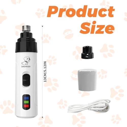 Dog Nail Grinders – Cordless Electric Pet Nail Trimmer, Silent USB Rechargeable Dog Claw Grinder with Diamond Bit, Low-Noise Nails Clippers & File Trimmer for Dogs & Cats, Home & Travel Grooming — view 2