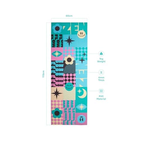 Myga Printed Yoga Mat - 6mm Thick Non-Slip Exercise Mat for Yoga, Pilates, Meditation and Fitness - Lightweight Travel Yoga Mat for Men and Women - Choice of Design (Spirit) — view 2