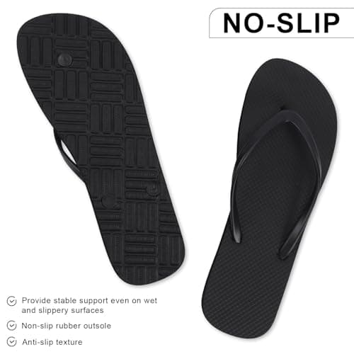 BBXWANG Unisex Flip Flops Ladies Womens Mens Black Flip Flops Rubber Flatform Beach Flipflops Shower Swimming Pool Shoes (Black, Adult, Men, 6, Numeric Range, UK Footwear Size System, 7, Medium) — view 4