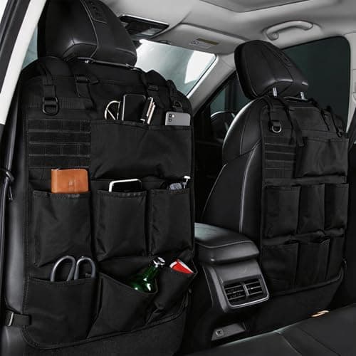 Wi8parts Tactical Car Seat Organiser 46 x 59 cm Tactical Seat Back Organiser with 6 Pockets and Molle System for Camping, Car Organiser Back Seat Waterproof (7 Pockets - Black) — view 6