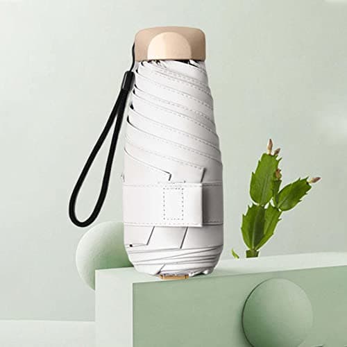 Perfeclan Travel Umbrella Mini Folding Umbrella Strong 2 in 1 Function Water Resistant Folding Portable Handbag Pocket Umbrella, Sunshade UmbrellaUPF>50+ UV Protection Lightweight, White — view 4