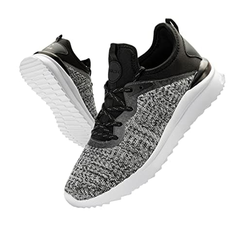 Mens Trainers Walking Running Workout Gym Athletic Fashion Sneakers Non Slip Lightweight Casual Sport Travel Shoes Dark Grey 10 UK
