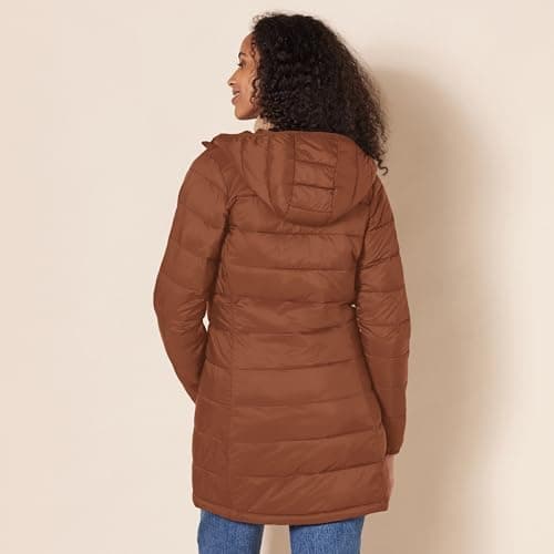 Amazon Essentials Women's Lightweight Water-Resistant Packable Hooded Puffer Jacket (Available in Plus Size), Dark Toffee Brown, L — view 3