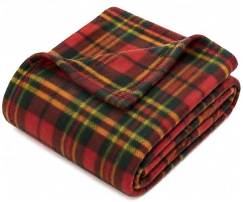 Adore Home 200x240cm King Tartan Check Fleece Throw Blanket Red
