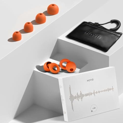 HOYIO Ear Plugs for Noise Reduction–Super Soft, Reusable Hearing Protection in Flexible Silicone for Sleep, Noise Sensitivity & Flights-8 Ear Tips in XS/S/M/L–27dB Noise Cancelling–Orange — view 6