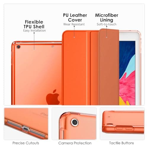MoKo Smart Case for iPad 9th/8th/7th Gen 2021/2020/2019, Orange — view 4