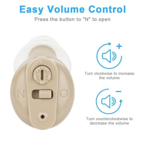 Aolso Mini Digital Sound Aid Voice Enhancer, Rechargeable Sound Headphones for Seniors, Noise Cancelling, Digital in-Ear Audio Headphones Device with Charging Case-Skin color with Black Case — view 2