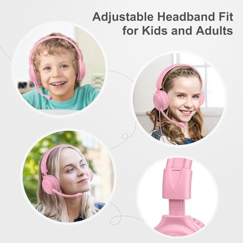SIMOLIO 2 Pack Kids-Headphones with Microphone for iPad Laptop, Wired Children Headphones -School w/ 75/85/94dB Volume Limiting, Noise Cancelling Kids Headphones with Cord for Boys, Girls, Teens — view 4