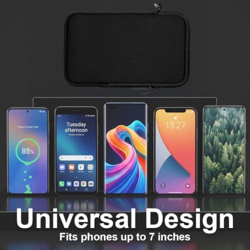 AOOSA Phone Sock, Universal Neoprene Shockproof Pouch Sleeve Case, Black — view 4