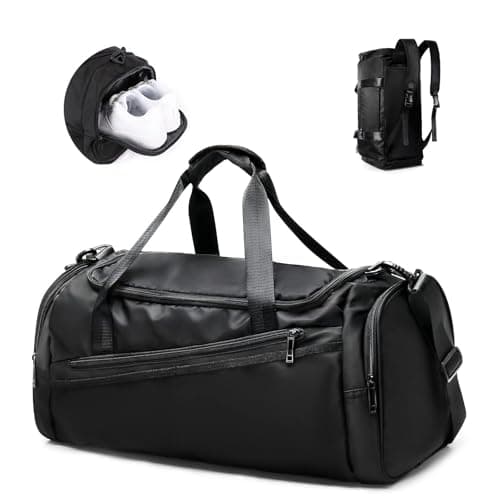 HYC00 Sport Gym Bag with Shoes Compartment and Wet Pocket, Gym Bag for Men and Women Travel Duffel Bags Waterproof Overnight Weekender Bags Sports Fitness Tote for Training Workout Vacation, Black