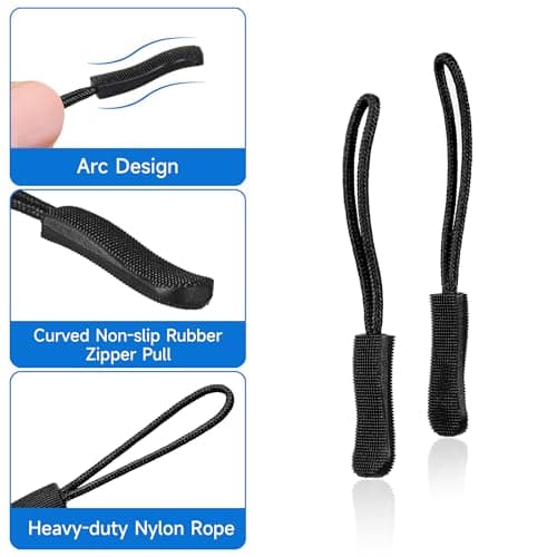 100PCS Zipper Pull Replacement, Black Removable Zipper Pulls Tabs with Storage Case, Universal Broken Zippers Pull Replacement for Jacket, Backpack, Luggage, Suitcase, Purse Repair Kit (Black) — view 4