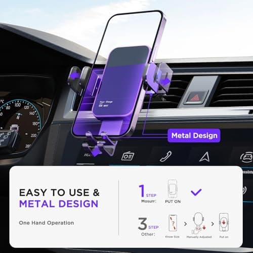Car Phone Holder Wireless Charger,【7 Colored RGB Backlit】MOSURR 15W Auto Clamping Wireless Car Charger Mount for iPhone 16 15 14 Mini Pro Max, Samsung Galaxy S26 Ultra S25 S24+, etc - Purple — view 5