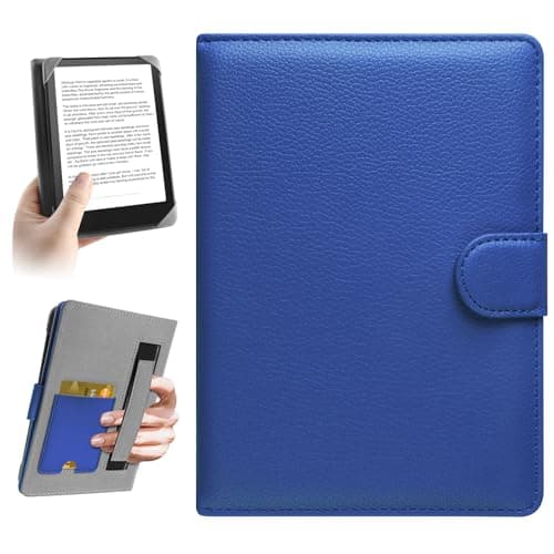 HoYiXi Universal Case for 6-6.8 inch E-Book Reader Compatible with 6.8" Kindle Paperwhite/6" All-new Kindle 2022&2019/Kobo Clara HD/Kobo Clara 2E,6" EReader Protective cover Built-in pocket,blue