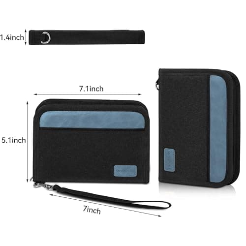 Passport Holder Travel Wallet for 2 Passports, RFID Blocking, Black Grey BG — view 3
