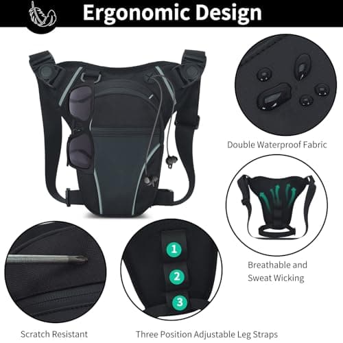 Tactical Bumbags Drop Leg Bag for Men Women Multifunctional Waist Pack for Motorcycle Bike Fanny Pack for Traveling Camping Hiking Cycling Motorcycling Fishing Crossbody Shoulder Pouch (Black#1) — view 4