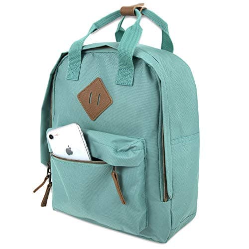 MADISON & DAKOTA Canvas Mini Backpack for Everyday & Day Pack Rucksack in Solid Color Blocks, Green, S, Traveling — view 3