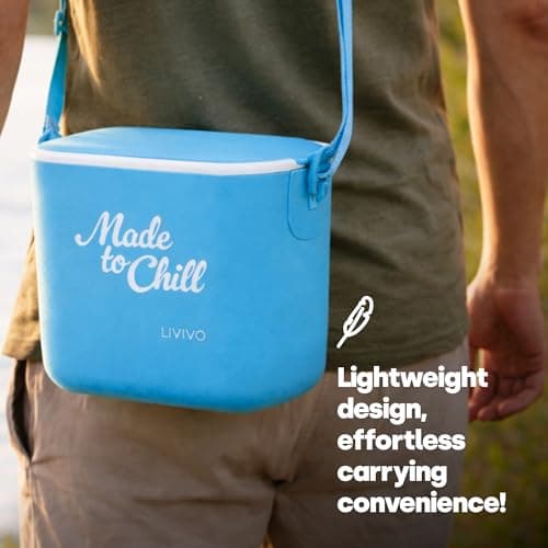 LIVIVO Made to Chill 5L Cool Box – Summer Cooler Box, Small Portable Insulated Ice Box with Strap, Lightweight Hard Cooler for Picnic, Beach, Camping & Travel (Blue) — view 5