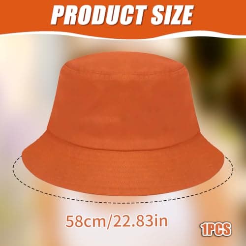 Geukmun Bucket Hat Unisex Cotton Sun Protection Summer Beach Outdoor Fishing Travel Hat UV Packable Orange — view 2