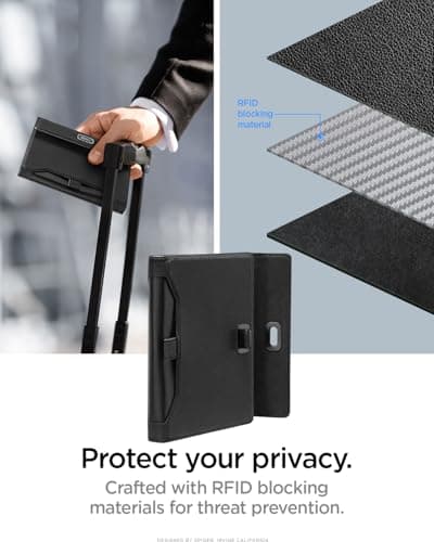 Spigen Passport Holder with Airtag Holder, Passport Cover with RFID Blocking and SIM Card Pin, Made of Vegan PU Leather - Black — view 5